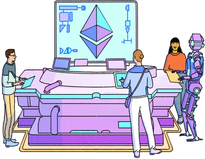 Ethereum logo on the computer screen